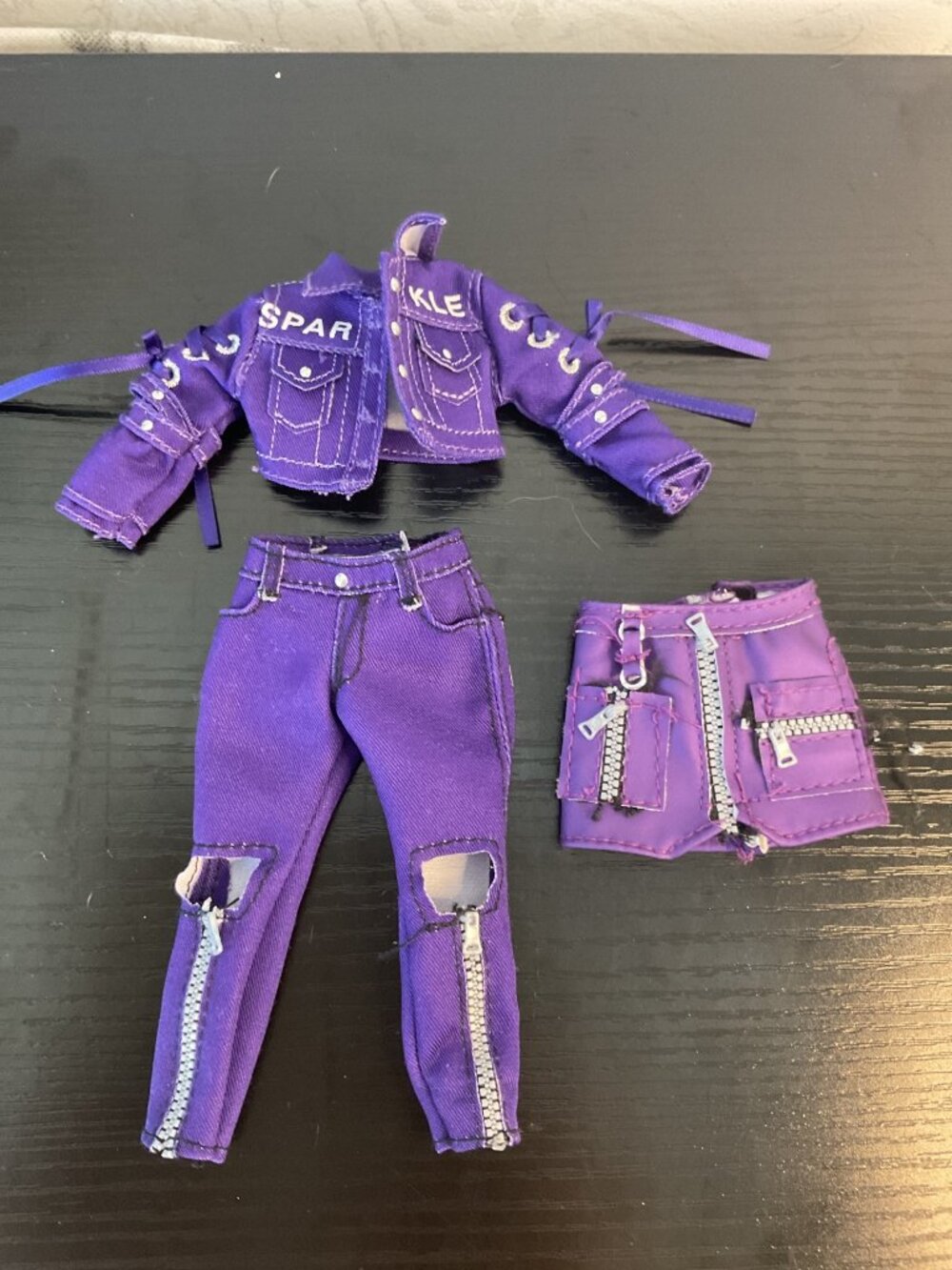 Rainbow High Krystal Bailey Series 2 Indigo Purple Denim Jacket Jeans Skirt Lot